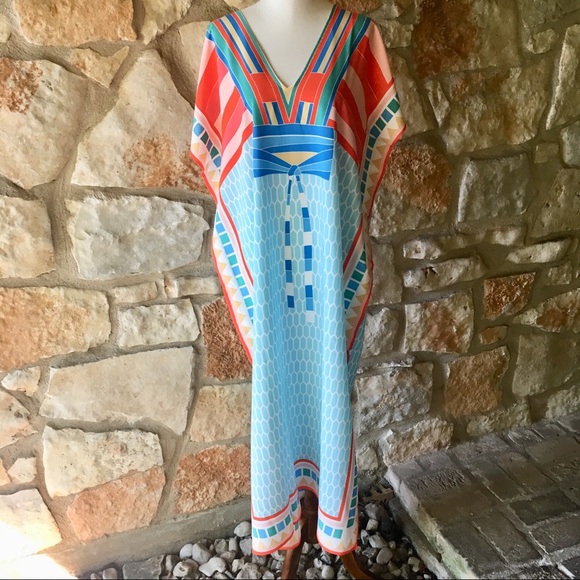 New! Anthropologie Geometric Caftan Maxi Dress - Picture 3 of 7